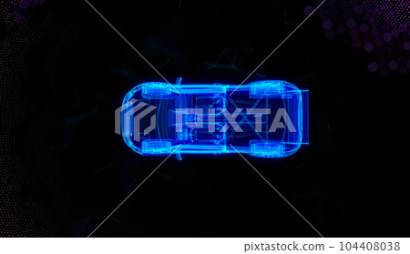 Speeding Sports Neon Car. Technology wireframe sketch top view. Motorsport product design background Speeding Sports Neon Car. Technology wireframe sketch top view. Motorsport product design background 104408038