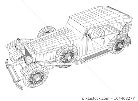 Vector sketch outline isolated Retro car on background. Vector rendering of 3d Vector sketch outline isolated Retro car on background. Vector rendering of 3d 104408277