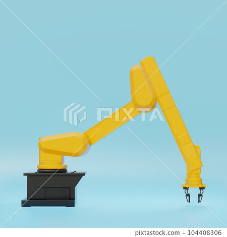 Automated robot arms or industry 3d manipulator positioner. Hydraulic mechanical robot for factory. Machinery hand 104408306