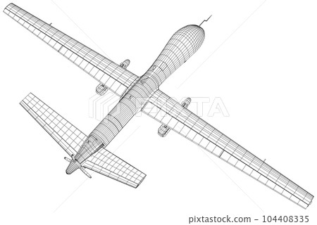 Aircraft. Predator military drone. The layers of visible and invisible lines are separated 104408335