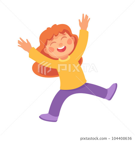 Playful Little Girl Cheering Enjoying Summer Vector Illustration Playful Little Girl Cheering Enjoying Summer Vector Illustration 104408636
