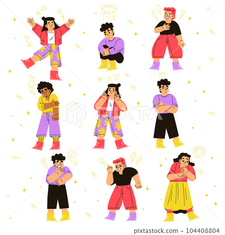 Emotional Children Expressing Different Emotions Vector Set Emotional Children Expressing Different Emotions Vector Set 104408804