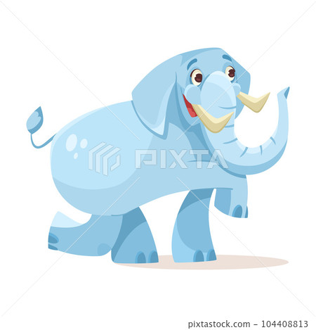Cute Blue Elephant Character Walking Vector Illustration 104408813