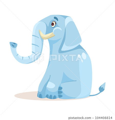 Cute Blue Elephant Character Sitting Vector Illustration 104408814