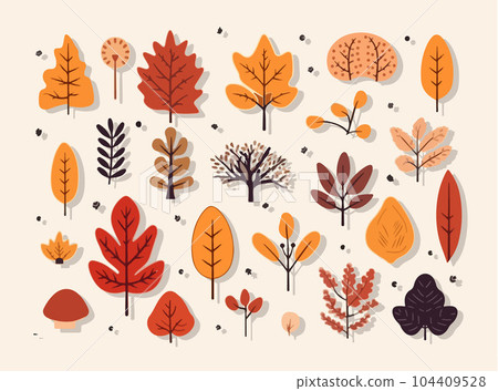 Vector isolated illustration of autumn leaves set. Vector isolated illustration of autumn leaves set. 104409528