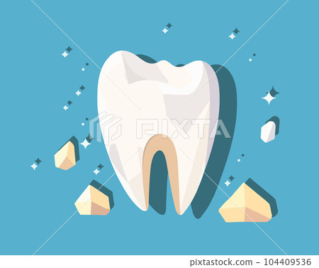 Vector isolated illustration of human tooth. Fragility of the tooth. Dentistry. Tooth decay. Vector isolated illustration of human tooth. Fragility of the tooth. Dentistry. Tooth decay. 104409536