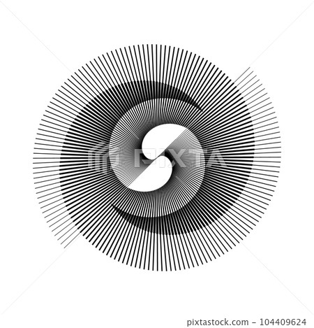 Spiral with dark lines as dynamic abstract vector background or logo or icon. Yin and Yang symbol. Spiral with dark lines as dynamic abstract vector background or logo or icon. Yin and Yang symbol. 104409624