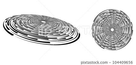 Abstract vector background with lines in circle. Dynamic lines as icon, logo ot pattern. Normal view and distorted in perspective. Abstract vector background with lines in circle. Dynamic lines as icon, logo ot pattern. Normal view and distorted in perspective. 104409656