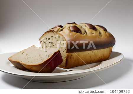 loaf bread, aesthetic photo shoot of bread product, isolated background, AI generated image 104409753