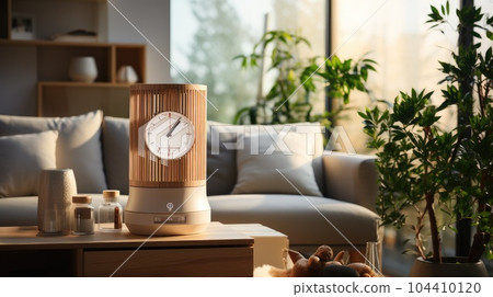 Air purifier a living room, air cleaner removing fine dust in house. Air purifier a living room, air cleaner removing fine dust in house. 104410120