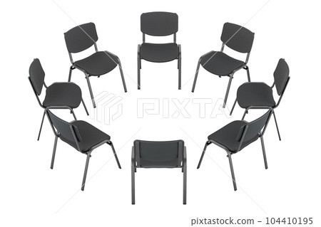 Chairs in a circle with, meeting, concept. 3D rendering 104410195