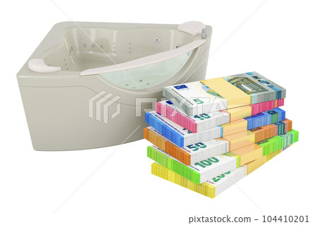 Hydromassage tub with euro packs. 3D rendering Hydromassage tub with euro packs. 3D rendering 104410201
