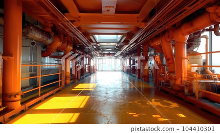 Offshore jackup drilling rig, Inside oil platform. Offshore jackup drilling rig, Inside oil platform. 104410301