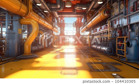Offshore jackup drilling rig, Inside oil platform. 104410305