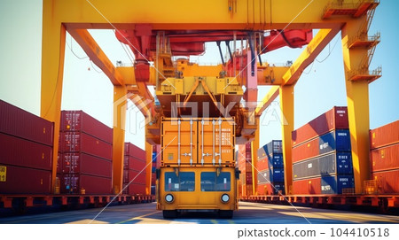 Container loading cargo freight in import and export business logistic company. 104410518