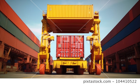 Container loading cargo freight in import and export business logistic company, Container crane. Container loading cargo freight in import and export business logistic company, Container crane. 104410522