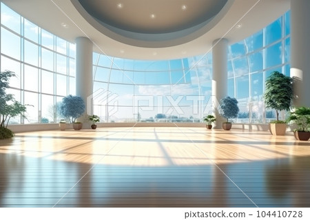 Modern spacious empty light hall room with big windows. Modern spacious empty light hall room with big windows. 104410728