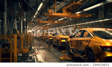 Automated car Assembly line, The plant of the automotive industry. Line of car body. 104410953