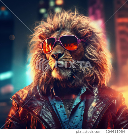 Epic Cyberpumk Leon Neon Retro Wave Style 104411064