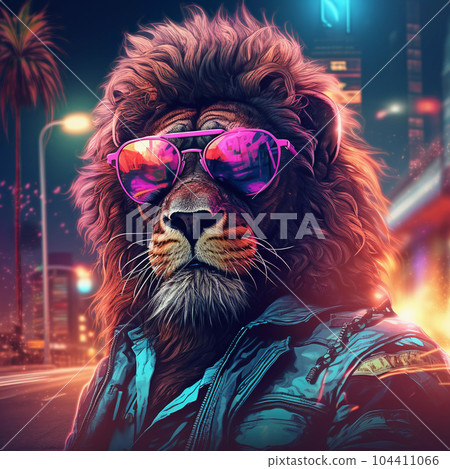 Epic Cyberpumk Leon Neon Retro Wave Style 104411066