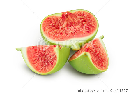 Ripe green fig fruit isolated on white background with full depth of field Ripe green fig fruit isolated on white background with full depth of field 104411227
