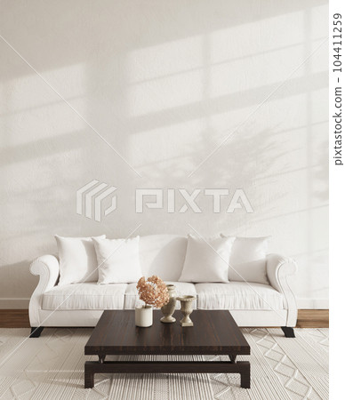 Hampton style livingroom. Home interior design 3d rendering illustration in pastel colors. Frame wall mockup Hampton style livingroom. Home interior design 3d rendering illustration in pastel colors. Frame wall mockup 104411259