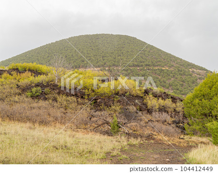 Overcast view of the landscape of Capulin Volcano National Monument Overcast view of the landscape of Capulin Volcano National Monument 104412449