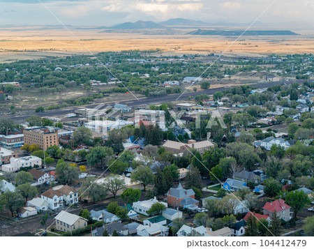 High angle view of the cityscape of Raton High angle view of the cityscape of Raton 104412479