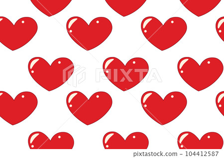 Seamless Pattern of hearts in cartoon style in trendy shades. Isolate. Valentines day. Vector. EPS 104412587
