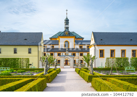 Herbal gardens of Kuks baroque hospital complex on sunny summer day, Czech Republic 104412792