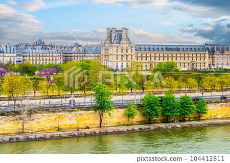 Louvre Museum and Seine River in Paris, France 104412811