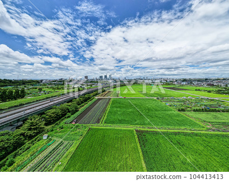"Saitama Prefecture" Aerial photography of Minuma rice fields with a drone "Saitama Prefecture" Aerial photography of Minuma rice fields with a drone 104413413