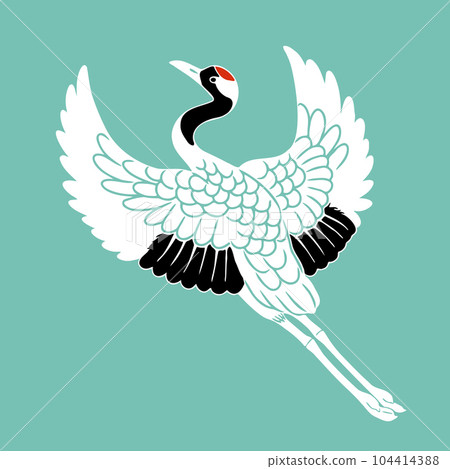 簡單撲翼鶴（丹頂鶴）的手繪插圖 104414388