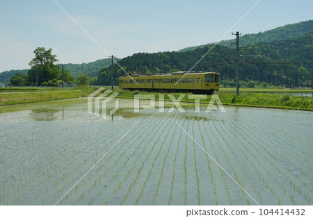 Omi Railway Series 800 local train running on the Omi Road in early summer (Omi Railway Main Line Kawabe no Mori-Yokaichi, May 2022) Omi Railway Series 800 local train running on the Omi Road in early summer (Omi Railway Main Line Kawabe no Mori-Yokaichi, May 2022) 104414432
