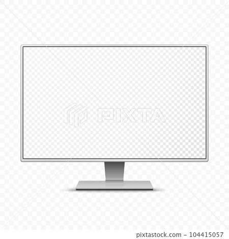 Vector 3d Realistic Modern TV Screen. Minimalistic Stylish Lcd Panel, Led TV Frame. Large Computer Monitor Display Design for Mockup. Blank Television Template. Catalog, Web Site Concept. Front View 104415057