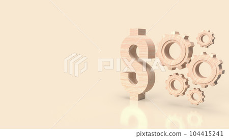 The wood dollar symbol and gear for business concept 3d rendering The wood dollar symbol and gear for business concept 3d rendering 104415241