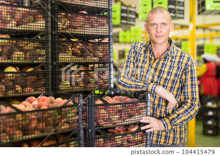 male employee working at warehouse male employee working at warehouse 104415479
