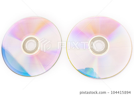 two discs SD, DVD on white background isolate 104415894