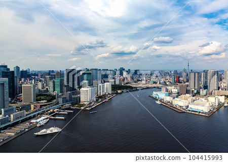 Aerial view of Odaiba Harbor in Tokyo, Japan Aerial view of Odaiba Harbor in Tokyo, Japan 104415993