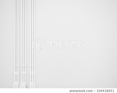 Conduit Corrugated Junction Box Pipe Steel Pvc Galvenized Connection on White Wall Cement Concrete,Wiring Metal Technology  Line House Energy on Construction Concrete Architecture Floor,Cable Network. 104416051