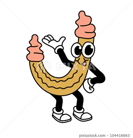 Old cratoon style J-cone ice ream mascot. Vector illustration.  104416663