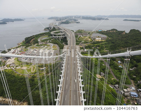 Seto Ohashi Bridge seen from the top of the Seto Ohashi Tower Seto Ohashi Bridge seen from the top of the Seto Ohashi Tower 104416763