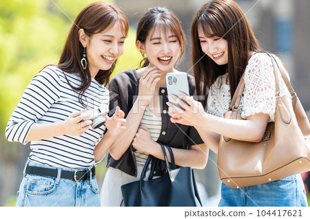 Girls trip smartphone camera 104417621