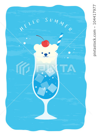 Polar bear-shaped cream soda background illustration for summer greeting card Polar bear-shaped cream soda background illustration for summer greeting card 104417977
