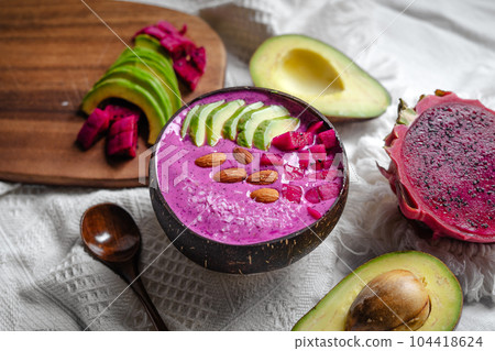 Dragon fruit with milk  Smoothie Bowl 104418624