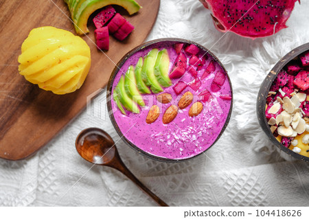 Dragon fruit with milk  Smoothie Bowl 104418626