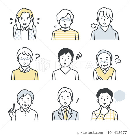 Icon set of men of various ages / negative 104418677