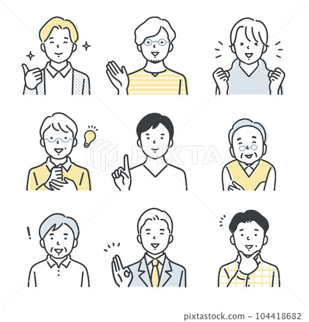 Icon set of men of various ages / positive Icon set of men of various ages / positive 104418682