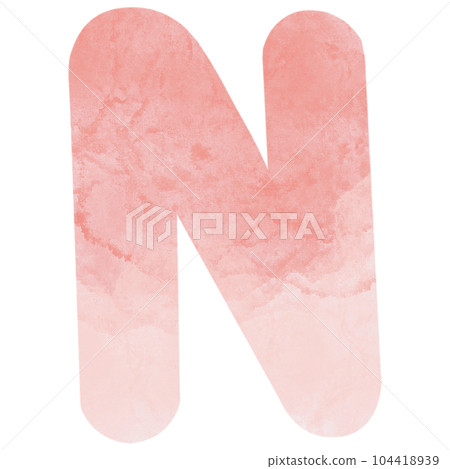 Letter N hand drawn watercolor texture 104418939
