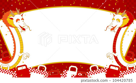 Dragon and shopping bag frame/fan shape (landscape 16:9) 104420785